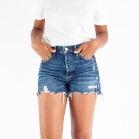 Agolde High Rise Cut Off Distressed Shorts Size 24 - Picture 1 of 10